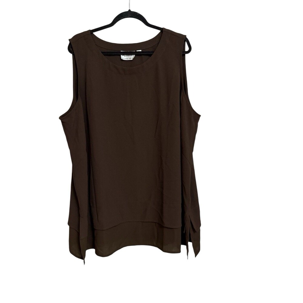 Linea By Louis Dell’Olio Sleeveless Top Size 3X Brown